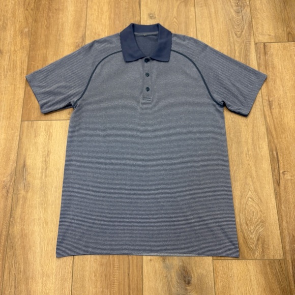 🌟LULULEMON🌟 METAL VENT TECH POLO GOLF SHIRT BLUE / GREY SZ M - Picture 1 of 7